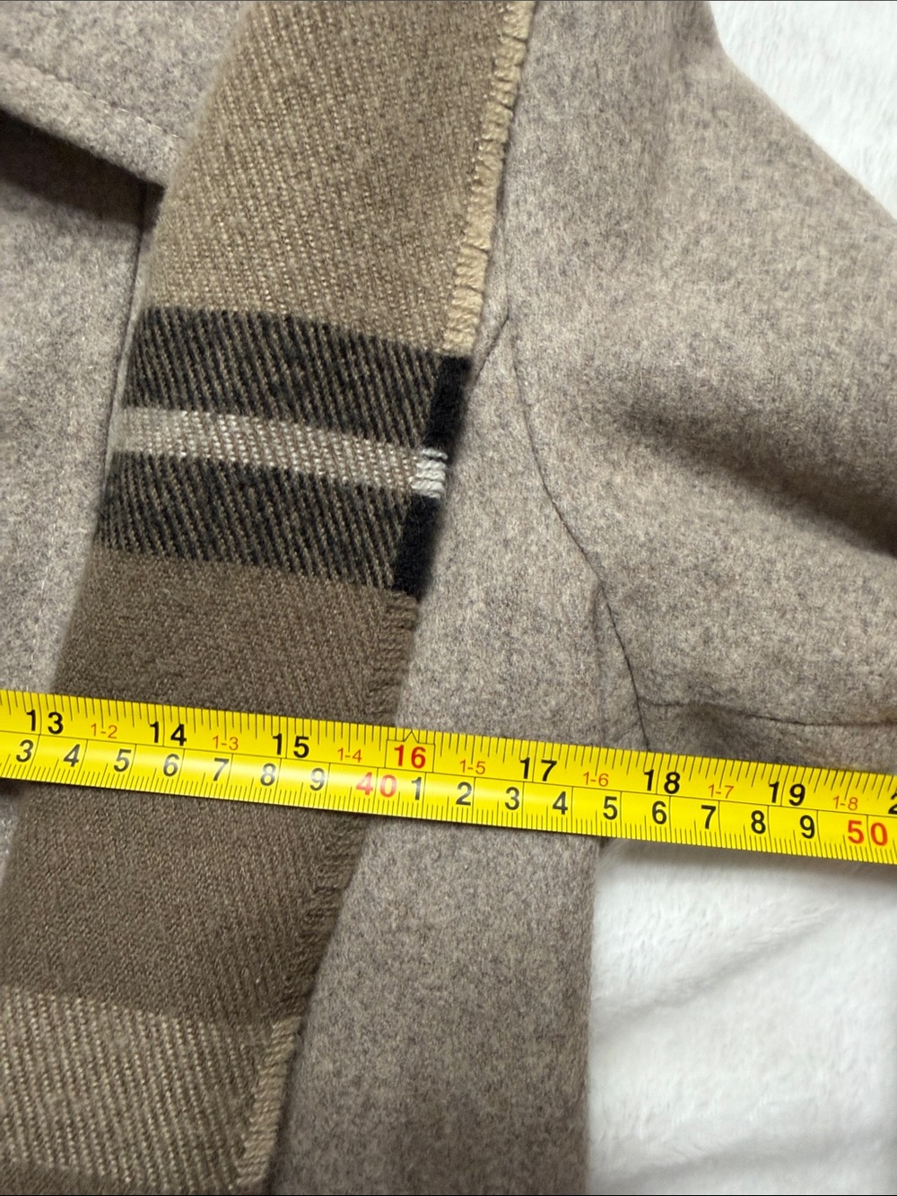 London Fog Taupe Wool-Blend Pea Coat with Olive-Striped Scarf - Picture 7 of 12